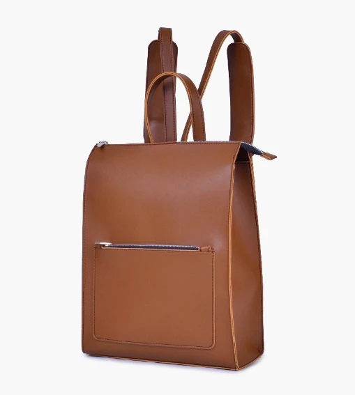 Musterd Leather Backpacks For women-Chic Zipper Closure Backpack 557-2 - Image 3