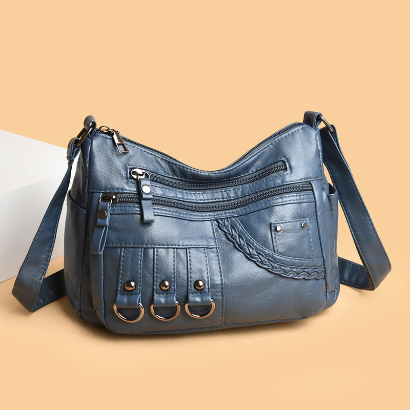 New Fashion Large-Capacity Woven Crossbody Bag, Korean Style, Simple and Elegant, Multi-Compartment, Soft Leather with a High-End Feel 8036