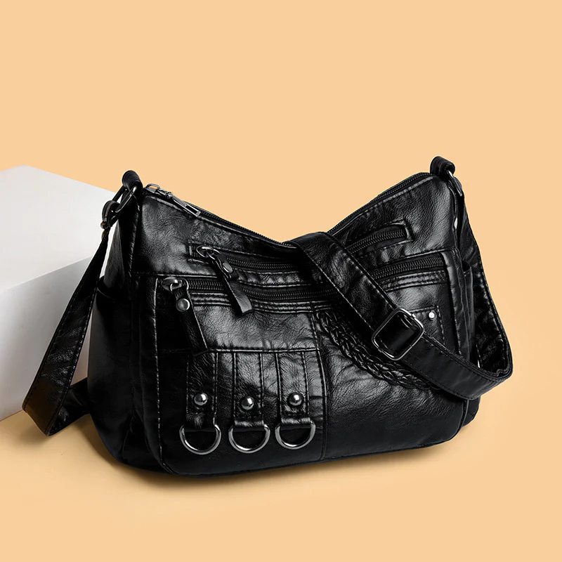 New Fashion Large-Capacity Woven Crossbody Bag, Korean Style, Simple and Elegant, Multi-Compartment, Soft Leather with a High-End Feel 8036