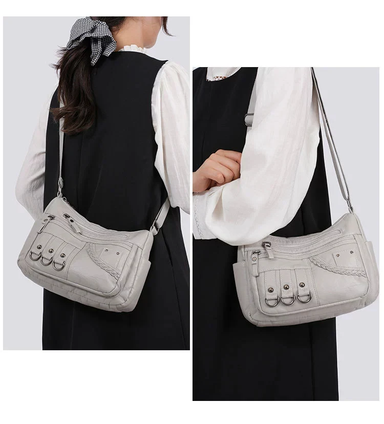 New Fashion Large-Capacity Woven Crossbody Bag, Korean Style, Simple and Elegant, Multi-Compartment, Soft Leather with a High-End Feel 8036 - Image 16