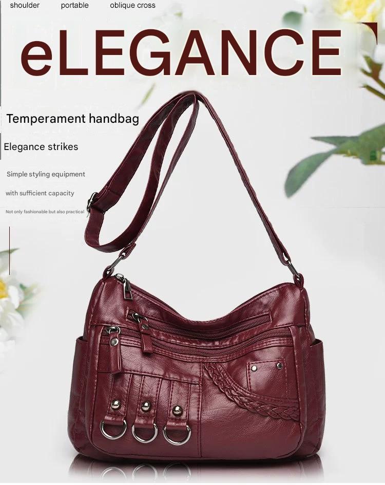New Fashion Large-Capacity Woven Crossbody Bag, Korean Style, Simple and Elegant, Multi-Compartment, Soft Leather with a High-End Feel 8036 - Image 2