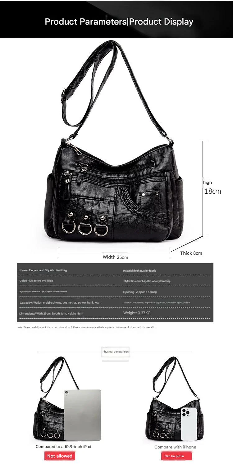 New Fashion Large-Capacity Woven Crossbody Bag, Korean Style, Simple and Elegant, Multi-Compartment, Soft Leather with a High-End Feel 8036 - Image 21
