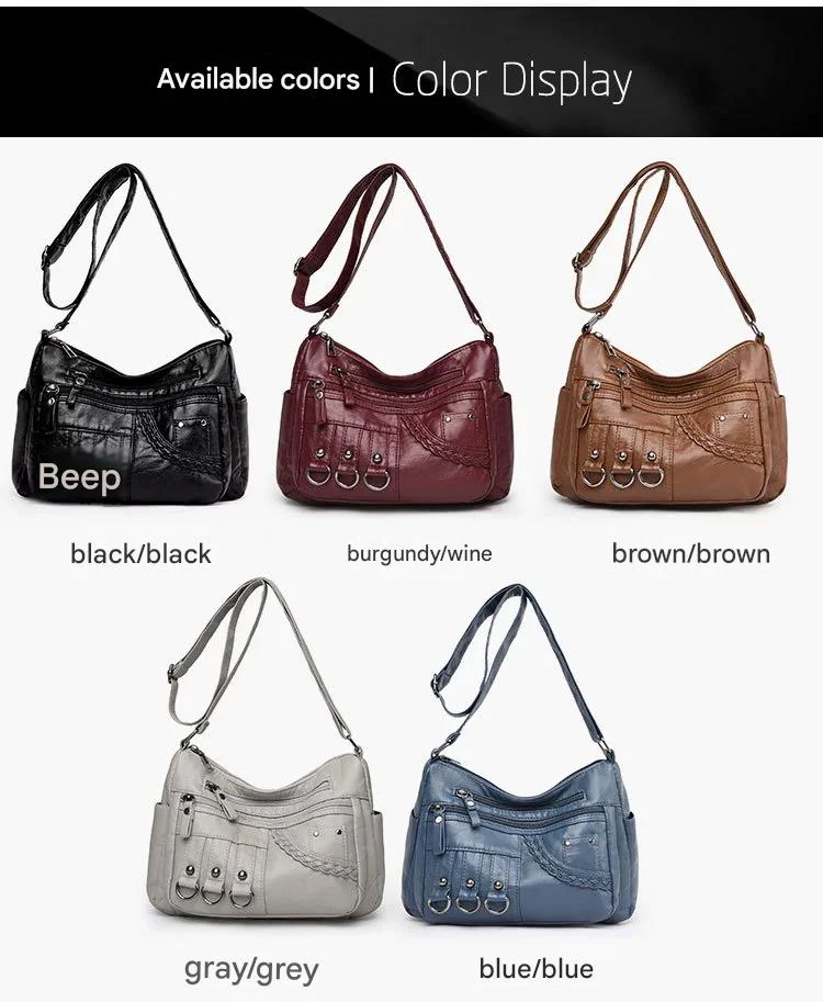 New Fashion Large-Capacity Woven Crossbody Bag, Korean Style, Simple and Elegant, Multi-Compartment, Soft Leather with a High-End Feel 8036 - Image 22