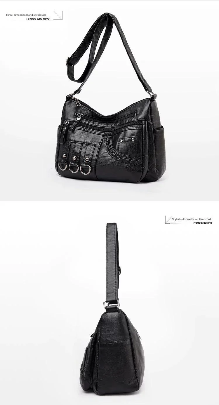 New Fashion Large-Capacity Woven Crossbody Bag, Korean Style, Simple and Elegant, Multi-Compartment, Soft Leather with a High-End Feel 8036 - Image 24