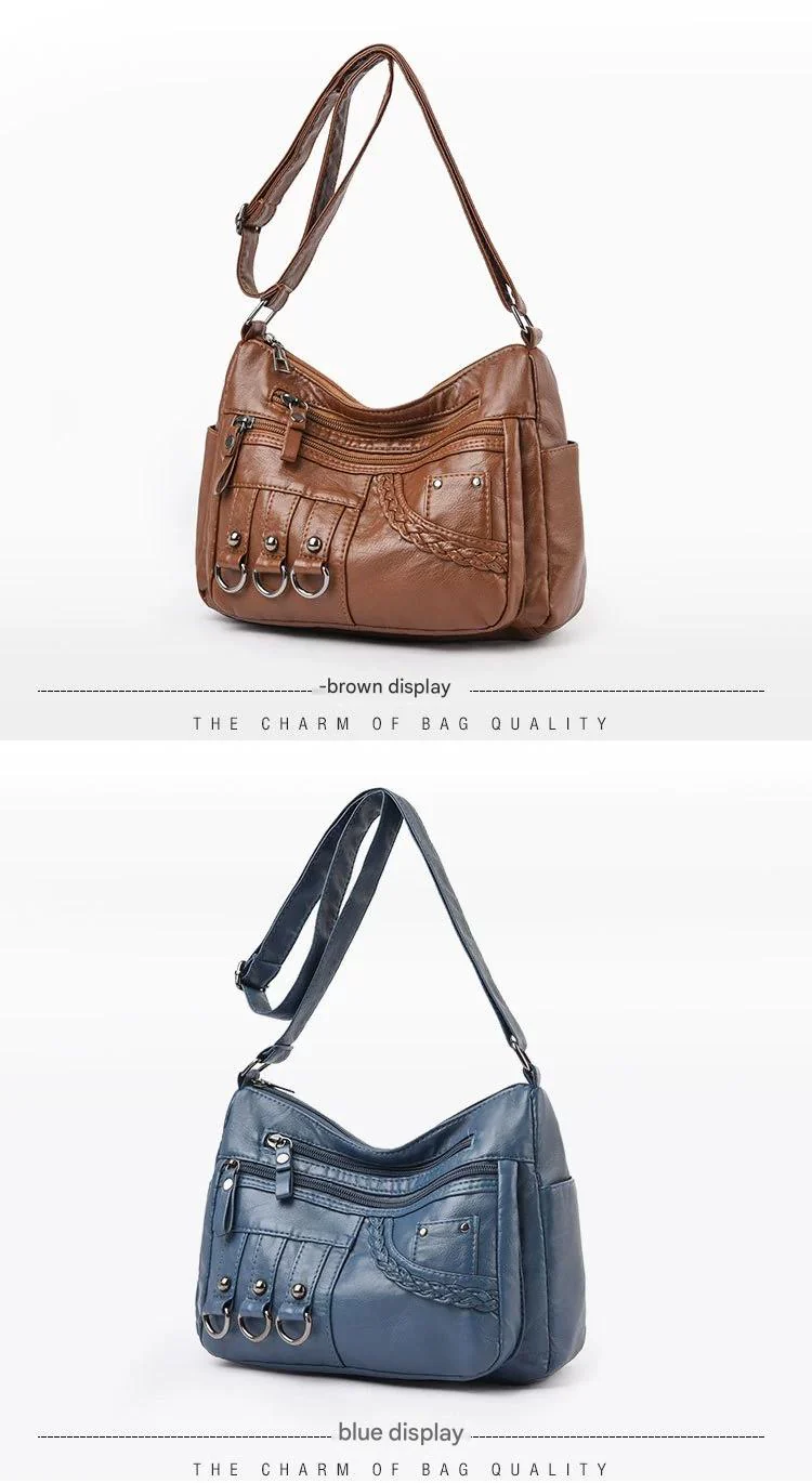 New Fashion Large-Capacity Woven Crossbody Bag, Korean Style, Simple and Elegant, Multi-Compartment, Soft Leather with a High-End Feel 8036 - Image 28