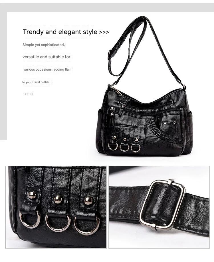 New Fashion Large-Capacity Woven Crossbody Bag, Korean Style, Simple and Elegant, Multi-Compartment, Soft Leather with a High-End Feel 8036 - Image 6