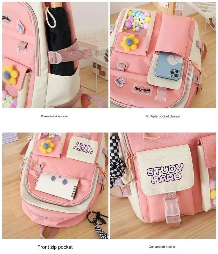New High School Five-Piece set of Multi-Compartment Fashion Schoolbag 3002 - Image 4