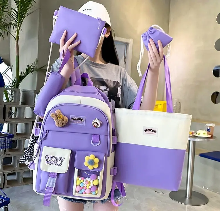New High School Five-Piece set of Multi-Compartment Fashion Schoolbag 3002 - Image 9