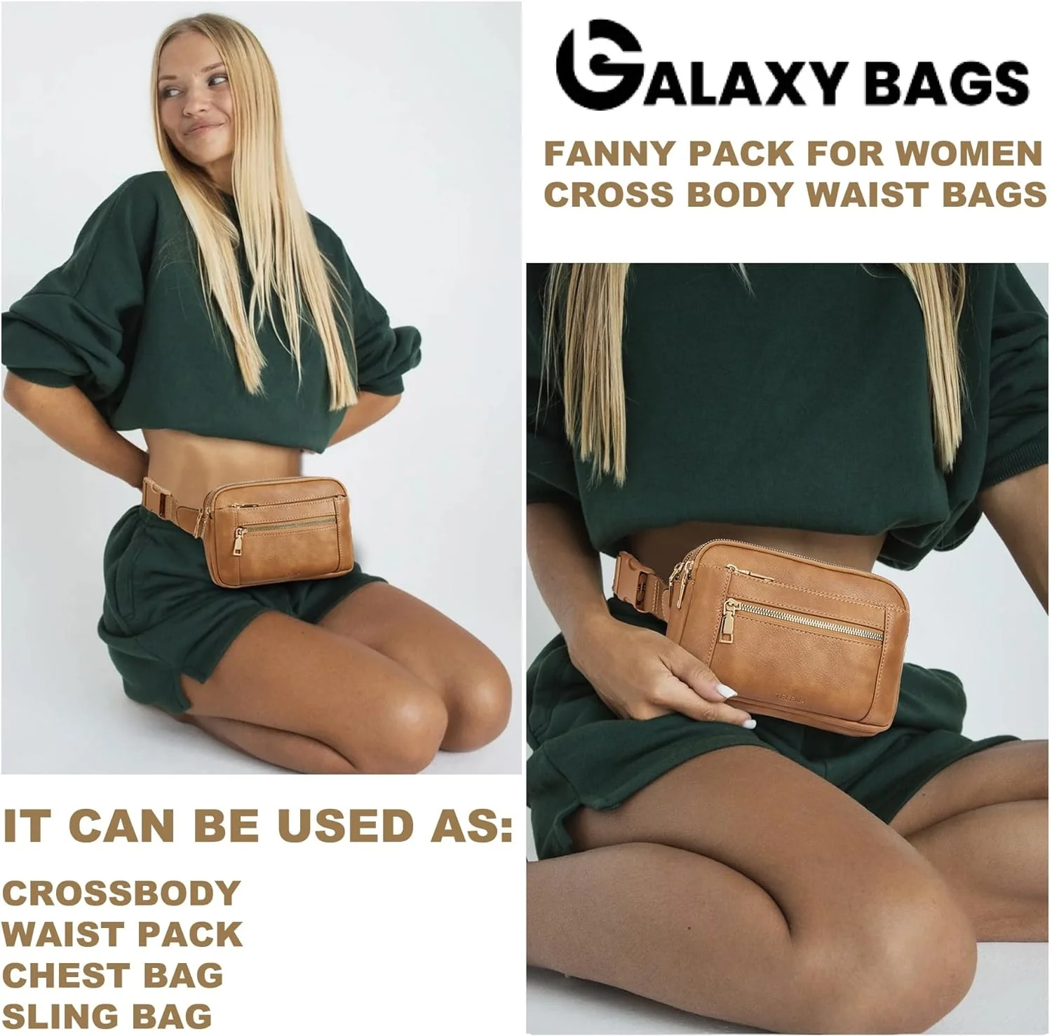 Premium Leather Fanny Pack - Lightweight Waist Bag with Adjustable Belt - Image 4