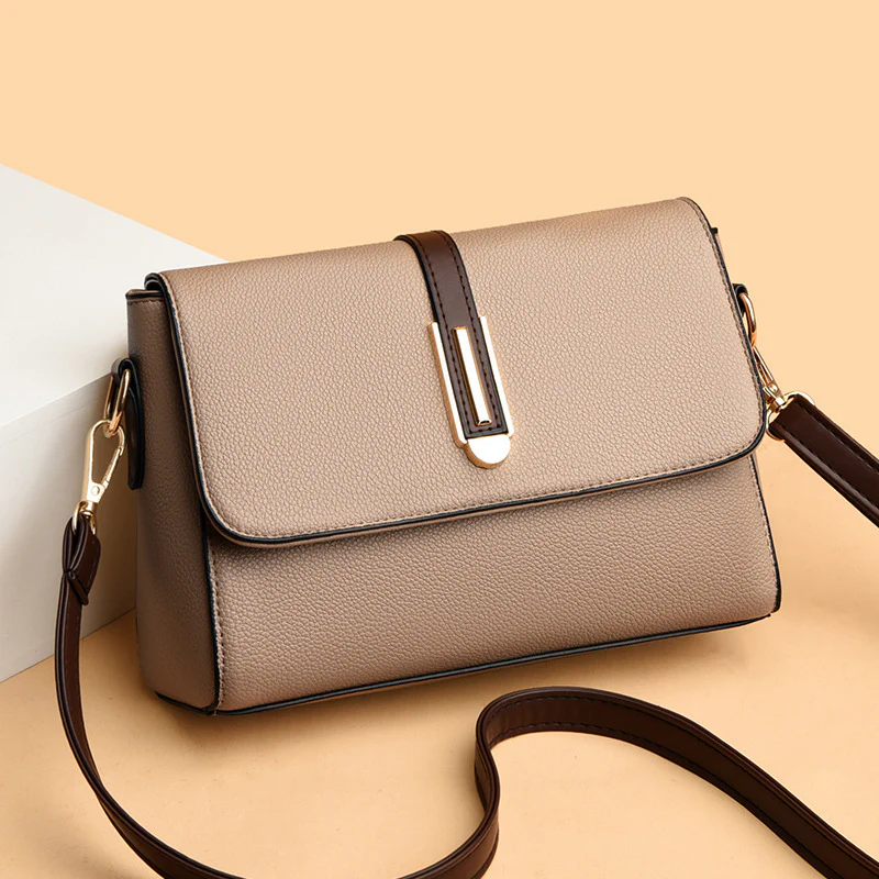 Premium Leather Crossbody Bag with Metallic Details 555-8