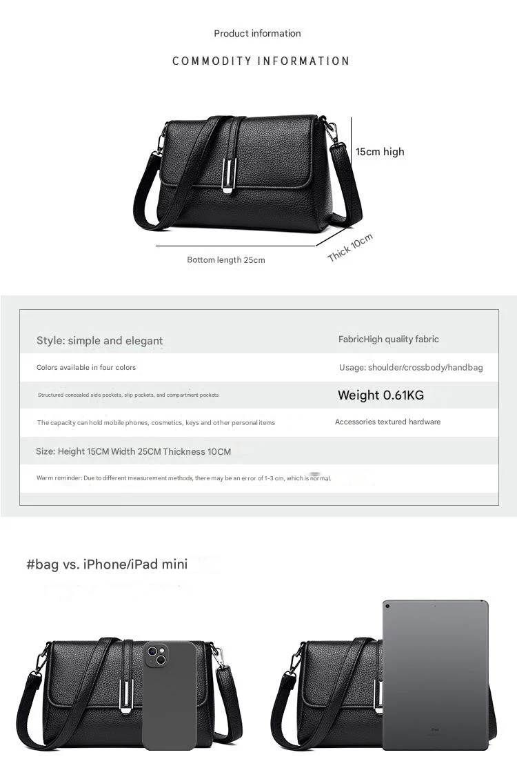 Premium Leather Crossbody Bag with Metallic Details 555-8 - Image 10