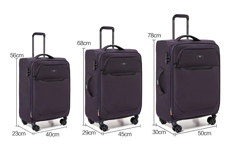 Purple  Goby London Carry-On Luggage Suitcase 3Pcs Sets On Wheels Oxford Luggage 3006 - Image 3
