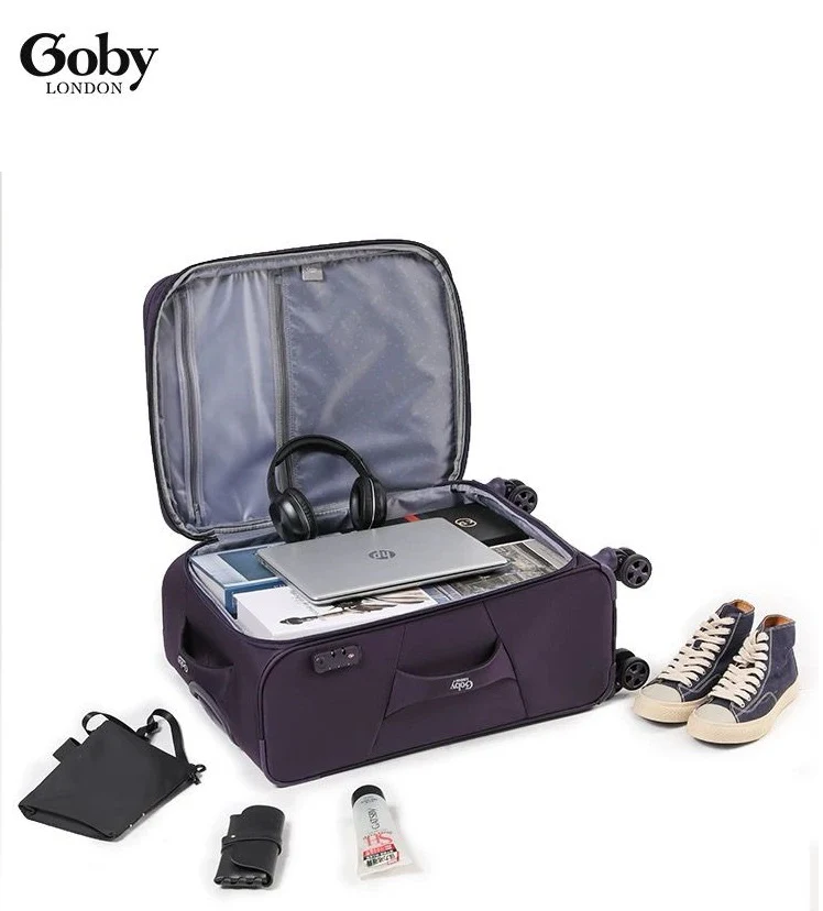 Purple  Goby London Carry-On Luggage Suitcase 3Pcs Sets On Wheels Oxford Luggage 3006 - Image 7