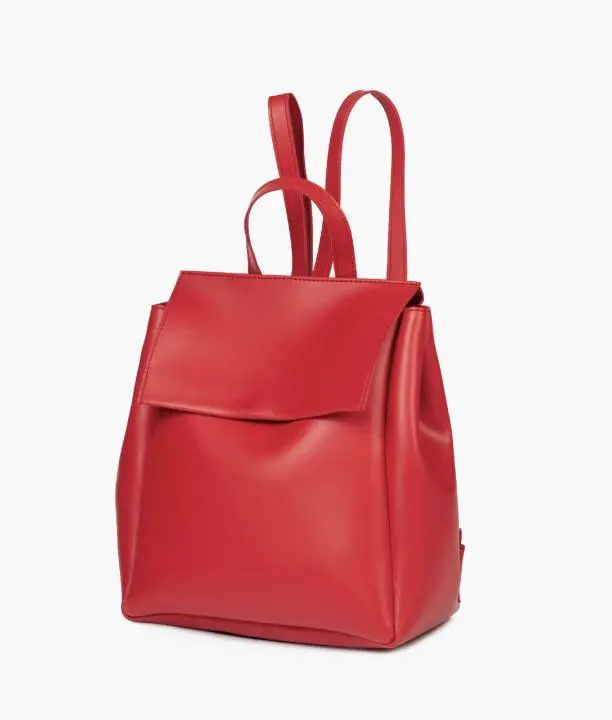 Red Women Leather Backpacks 557 - Image 4