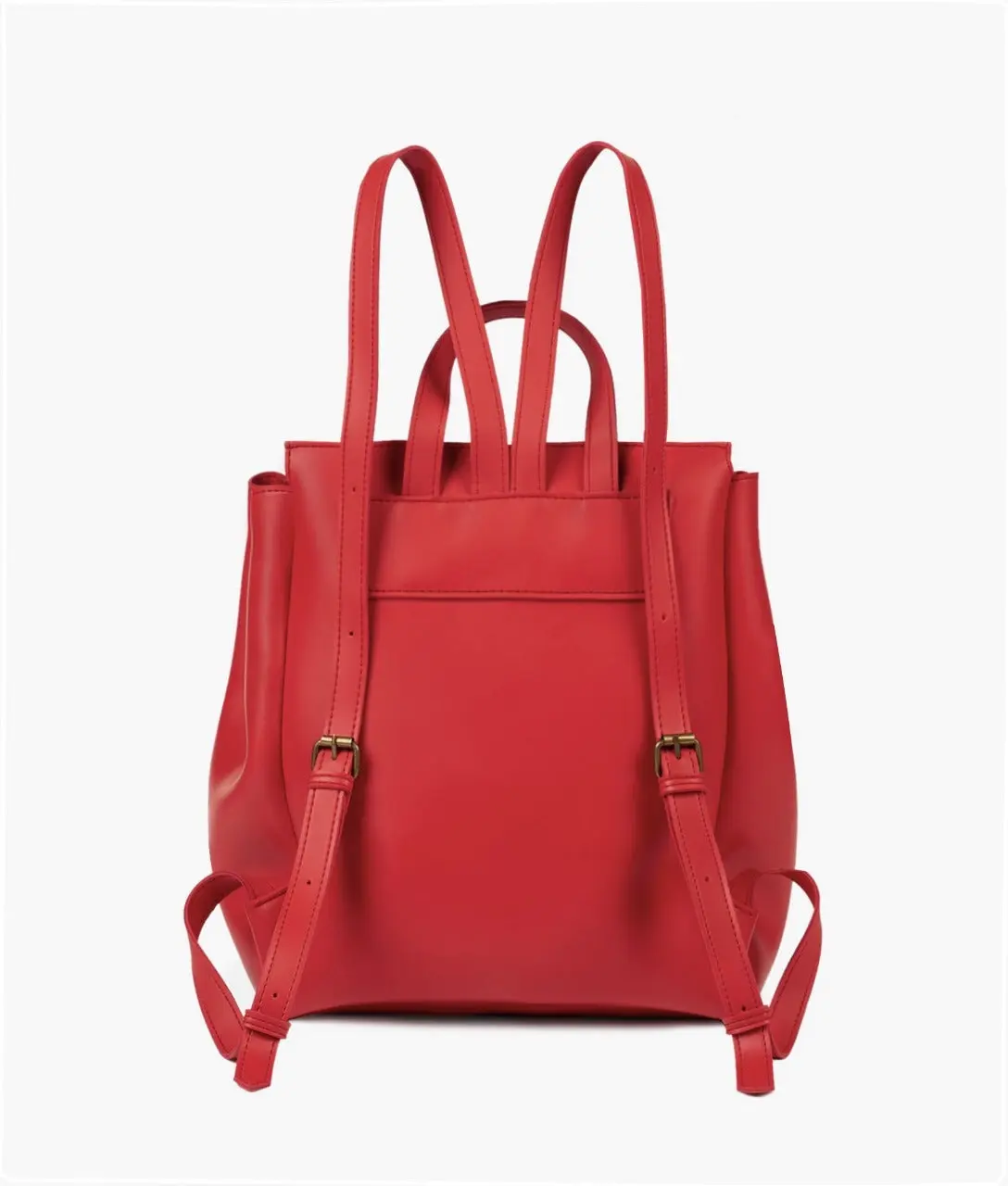 Red Women Leather Backpacks 557 - Image 5