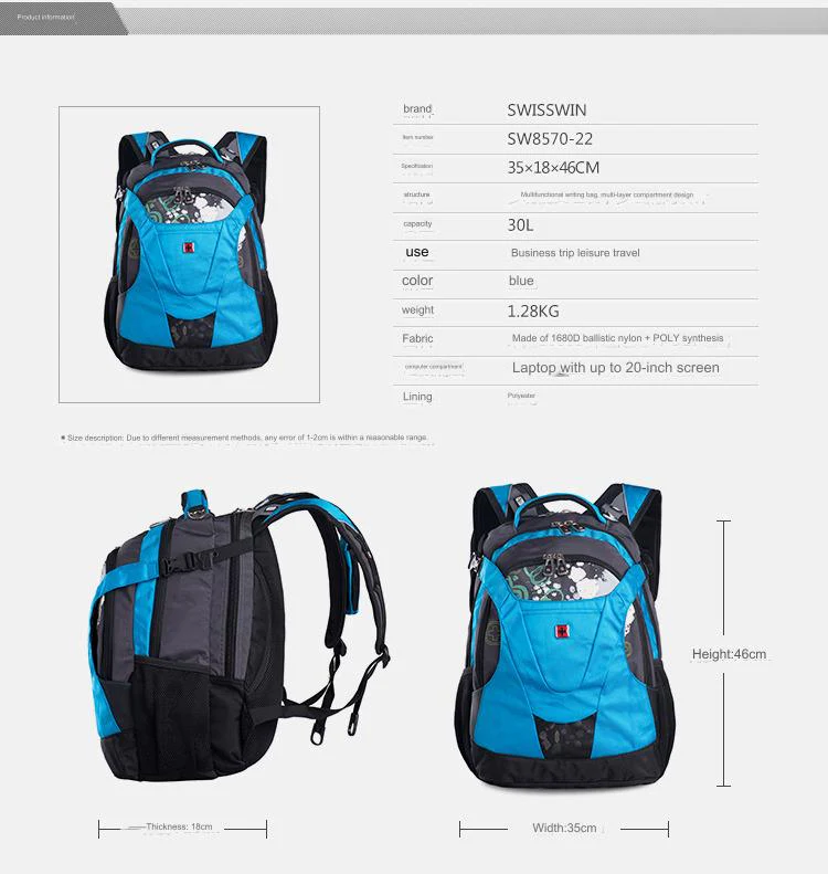 RED SWISSWIN BACKPACK 15.6 BUSINESS TRAVEL SCHOOL COLLEGE UNIVERSITY 4248 - Image 5