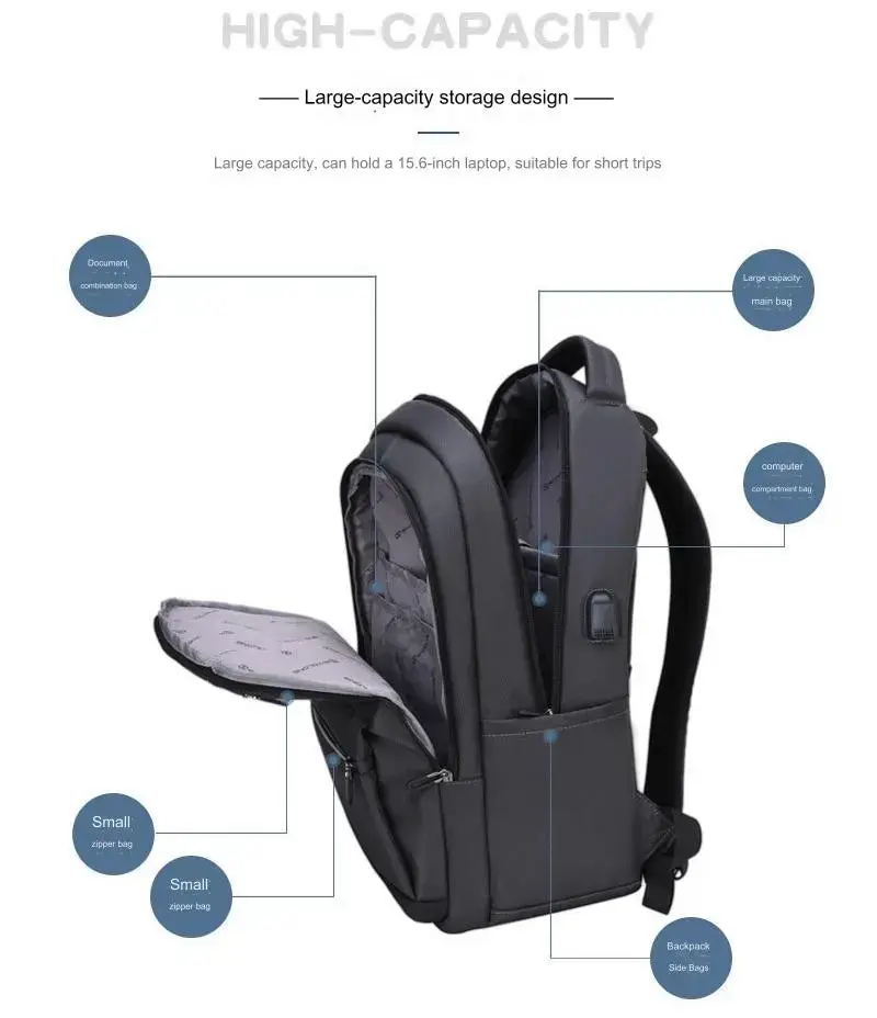 Anti-theft Business Laptop Backpack Bag for Men Women with USB Charging Port 1229 - Image 6