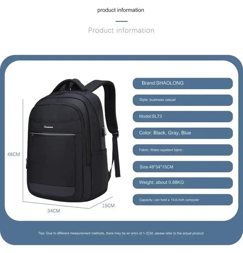 Anti-theft Business Laptop Backpack Bag for Men Women with USB Charging Port 1229 - Image 8