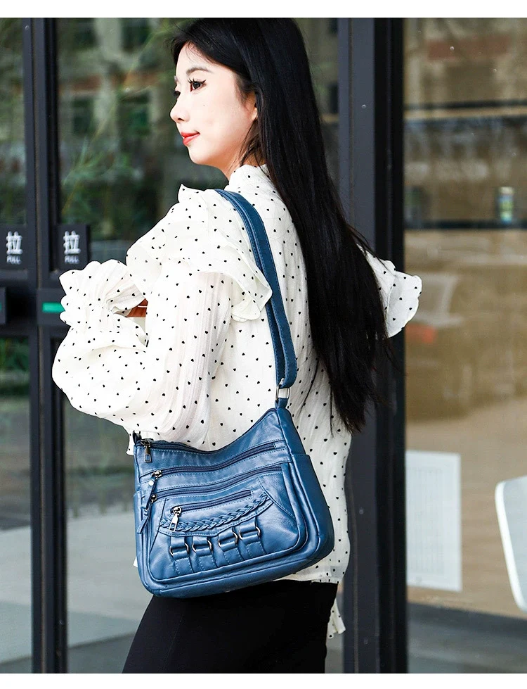 Soft Leather Bag Women's All-match Middle-aged Large Capacity Shoulder Crossbody Bag for Women 8020 - Image 14