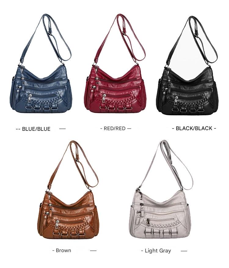 Soft Leather Bag Women's All-match Middle-aged Large Capacity Shoulder Crossbody Bag for Women 8020 - Image 16