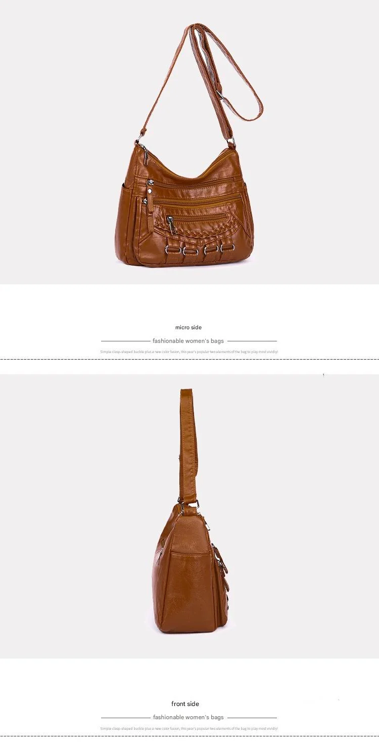 Soft Leather Bag Women's All-match Middle-aged Large Capacity Shoulder Crossbody Bag for Women 8020 - Image 18