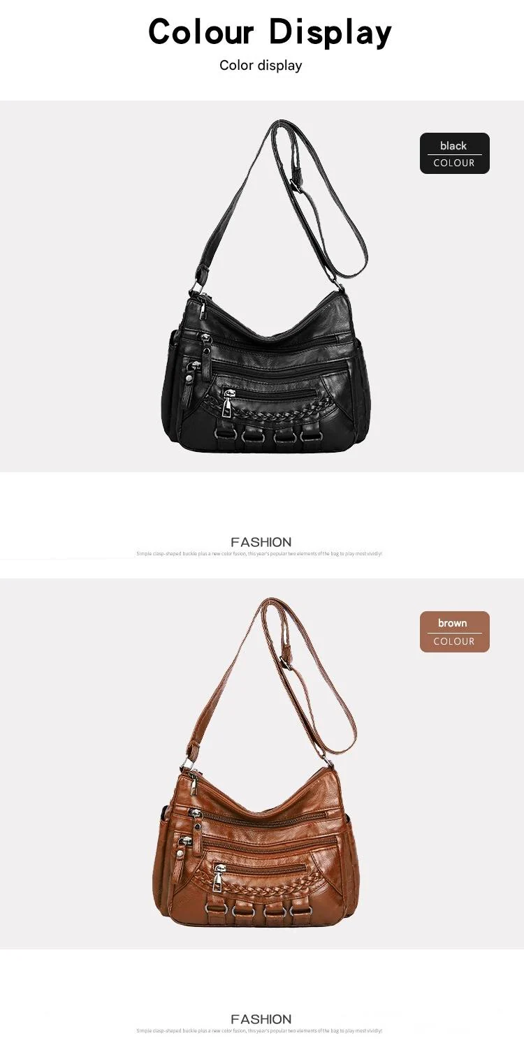 Soft Leather Bag Women's All-match Middle-aged Large Capacity Shoulder Crossbody Bag for Women 8020 - Image 20
