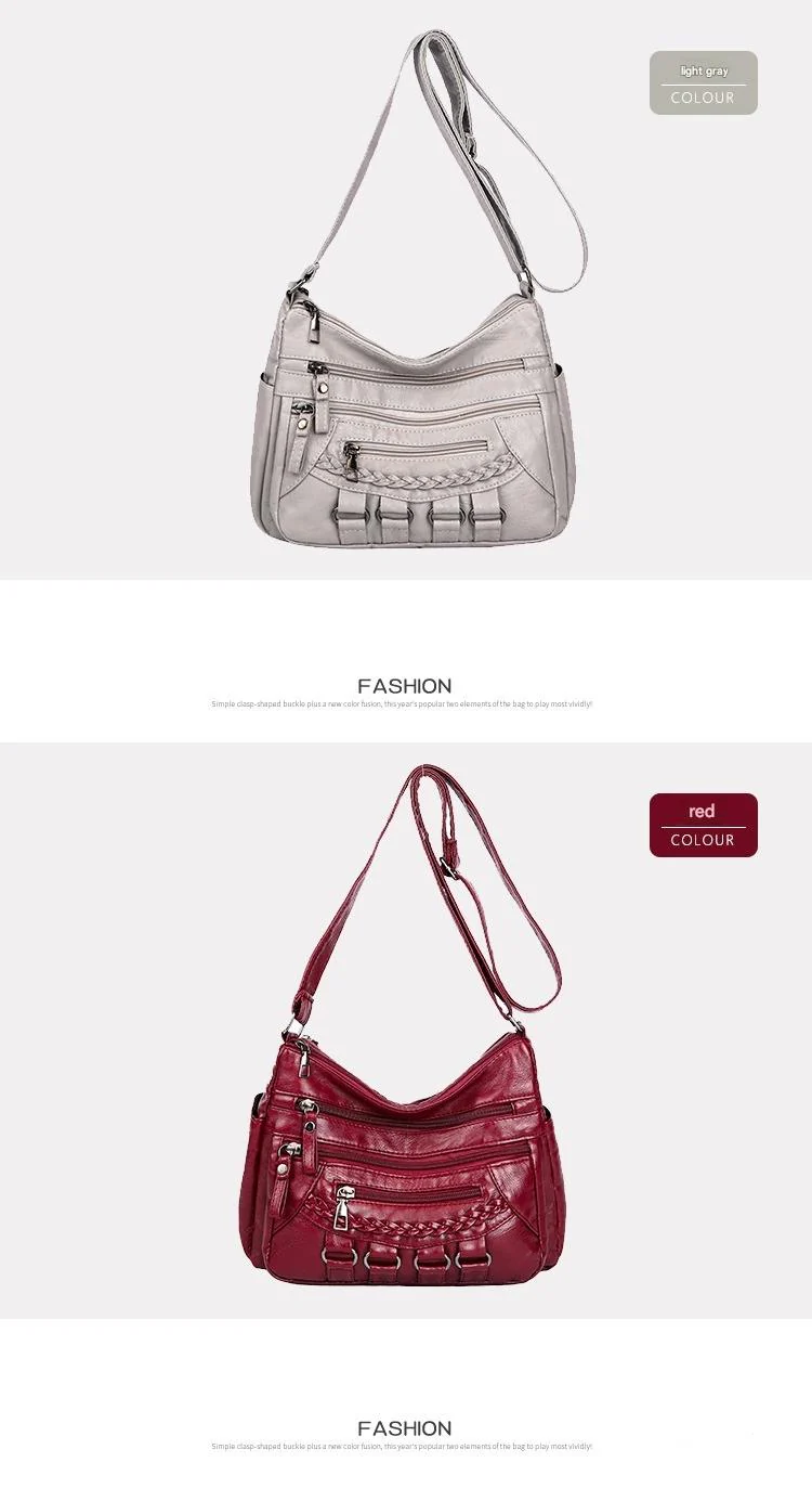 Soft Leather Bag Women's All-match Middle-aged Large Capacity Shoulder Crossbody Bag for Women 8020 - Image 21