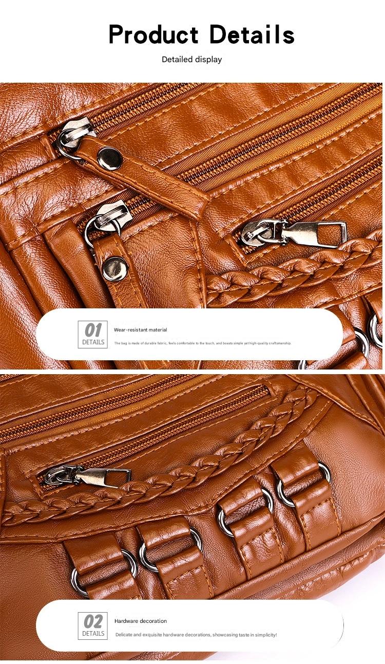 Soft Leather Bag Women's All-match Middle-aged Large Capacity Shoulder Crossbody Bag for Women 8020 - Image 23