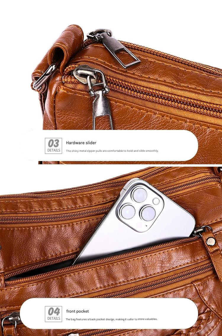 Soft Leather Bag Women's All-match Middle-aged Large Capacity Shoulder Crossbody Bag for Women 8020 - Image 24