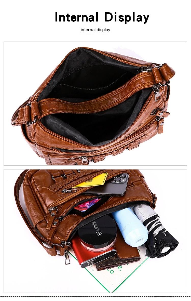 Soft Leather Bag Women's All-match Middle-aged Large Capacity Shoulder Crossbody Bag for Women 8020 - Image 26
