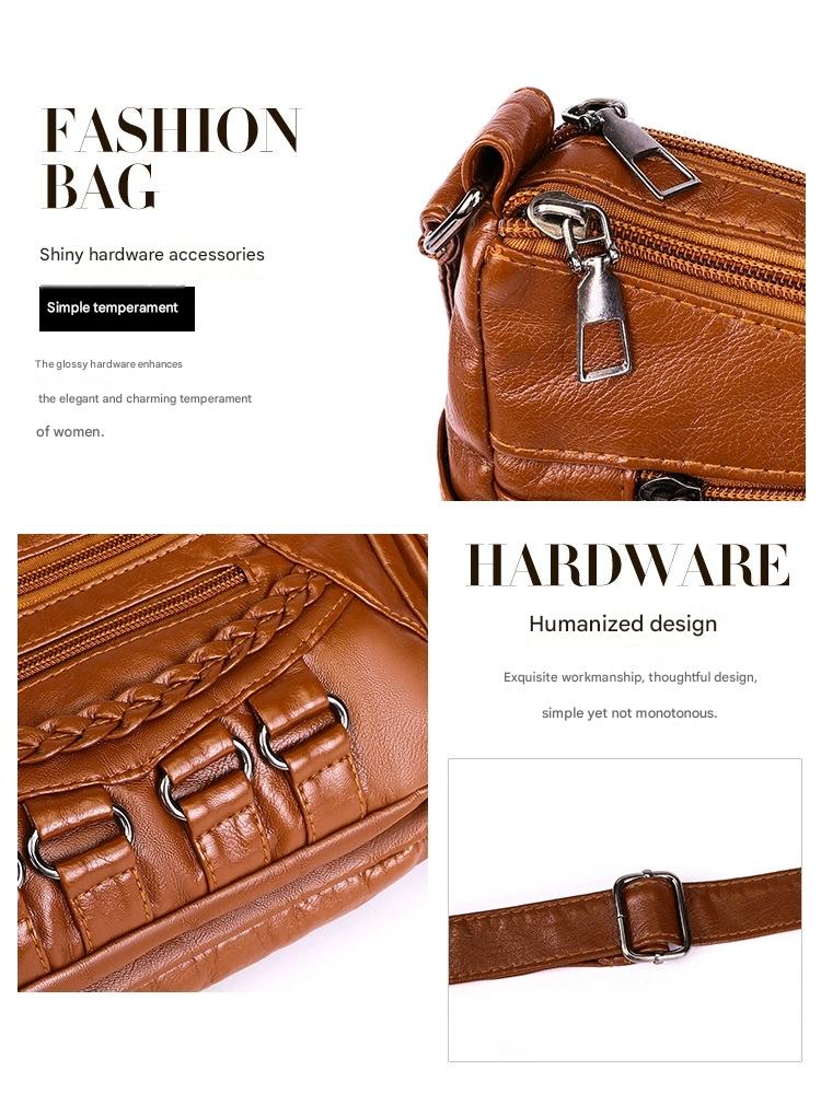 Soft Leather Bag Women's All-match Middle-aged Large Capacity Shoulder Crossbody Bag for Women 8020 - Image 4