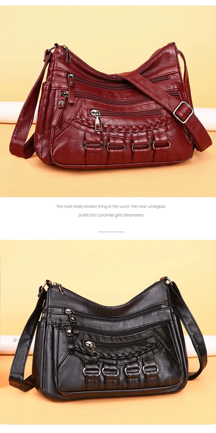Soft Leather Bag Women's All-match Middle-aged Large Capacity Shoulder Crossbody Bag for Women 8020 - Image 5