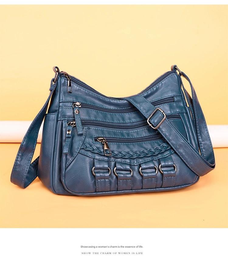 Soft Leather Bag Women's All-match Middle-aged Large Capacity Shoulder Crossbody Bag for Women 8020 - Image 6