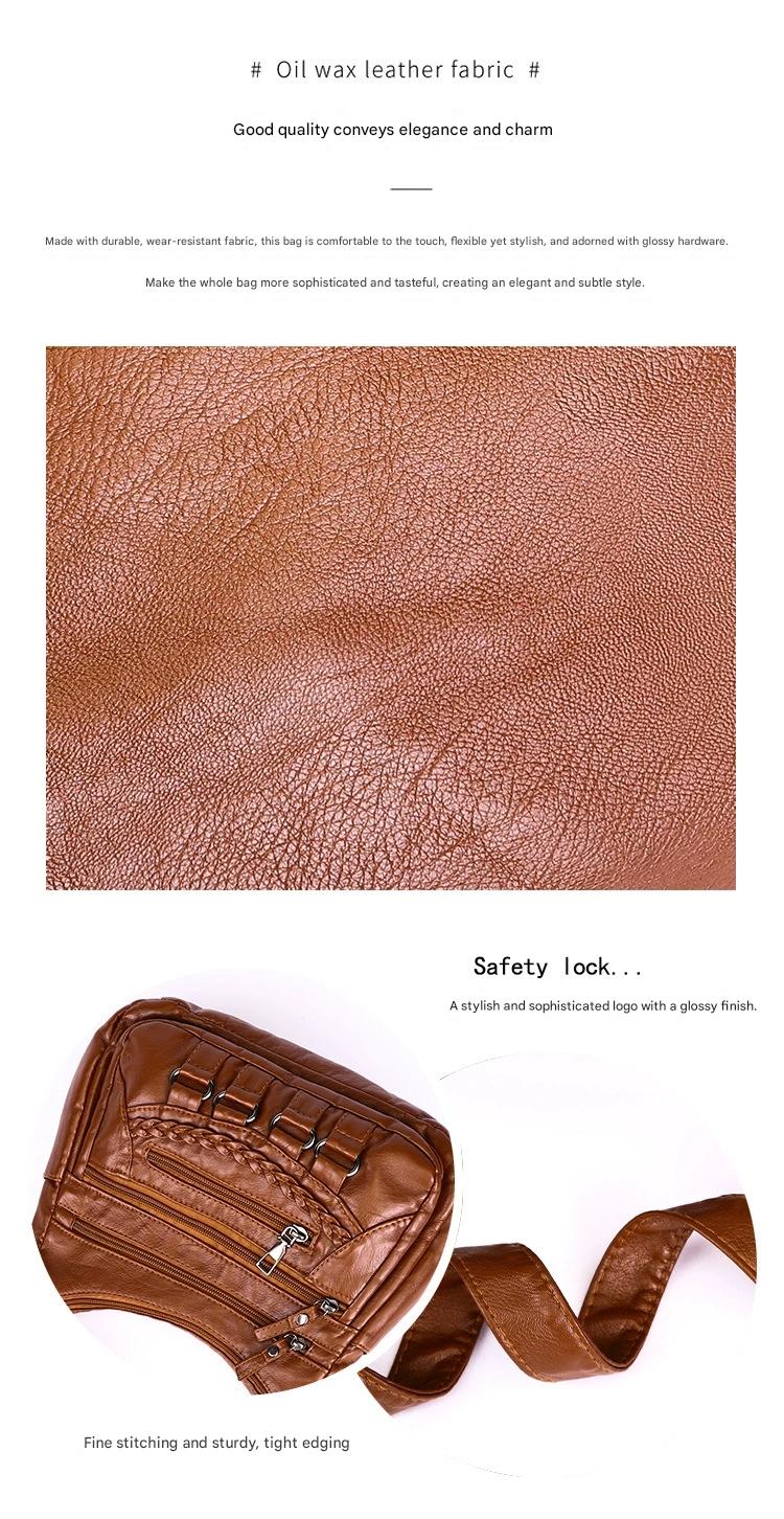 Soft Leather Bag Women's All-match Middle-aged Large Capacity Shoulder Crossbody Bag for Women 8020 - Image 7