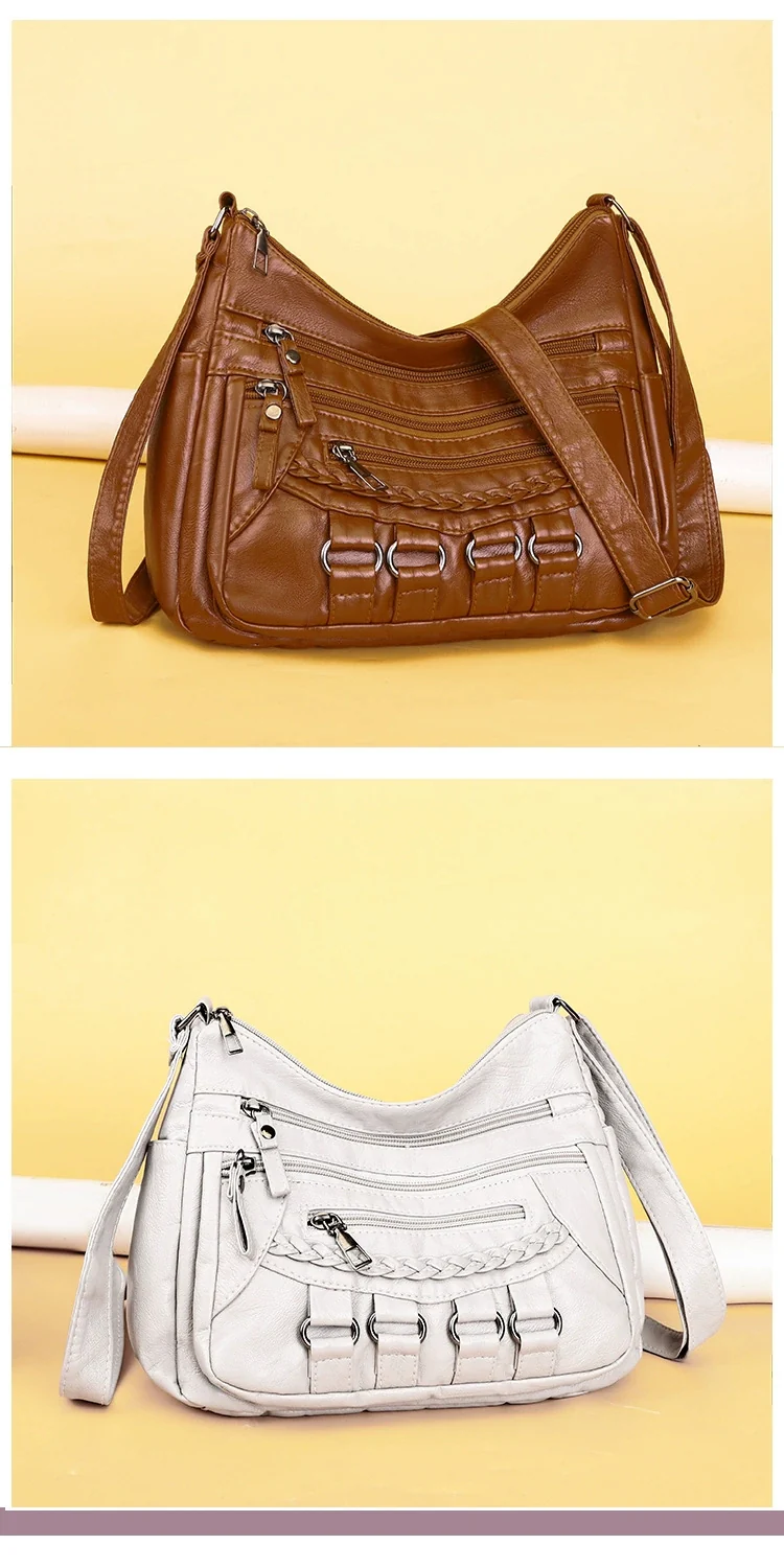Soft Leather Bag Women's All-match Middle-aged Large Capacity Shoulder Crossbody Bag for Women 8020 - Image 8