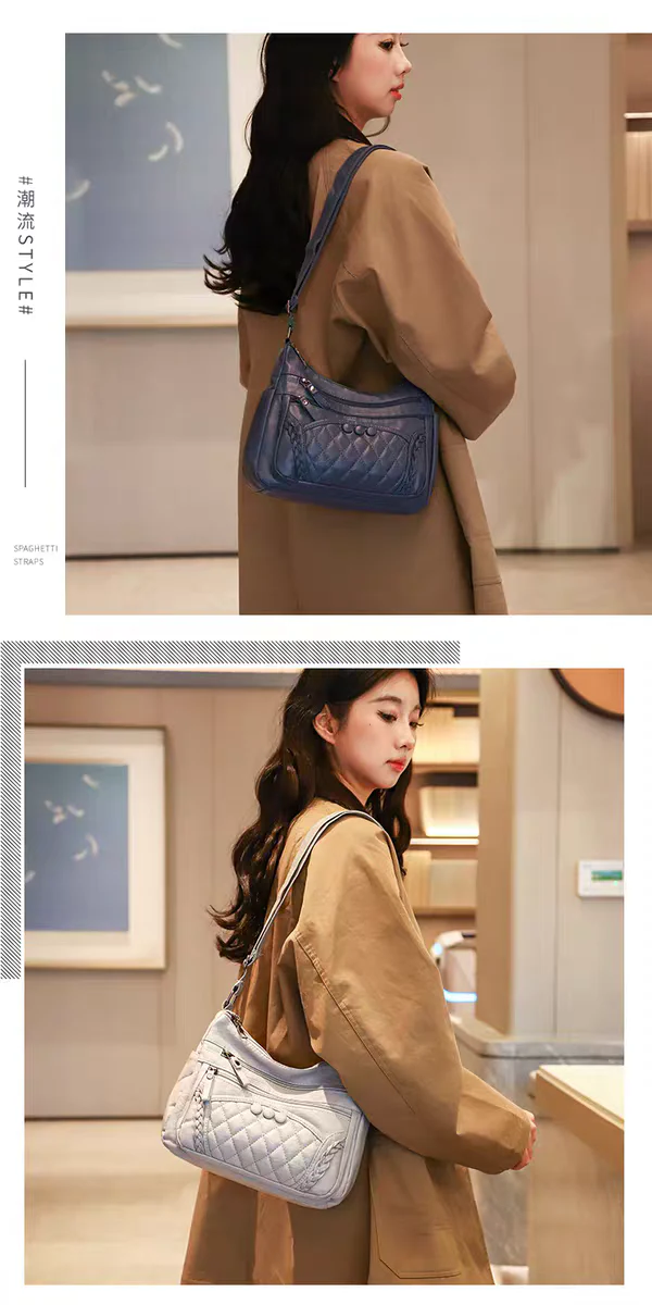 Soft leather women's bag, new style, fashionable and versatile bag, large capacity, trendy shoulder crossbody bag 8028 - Image 10