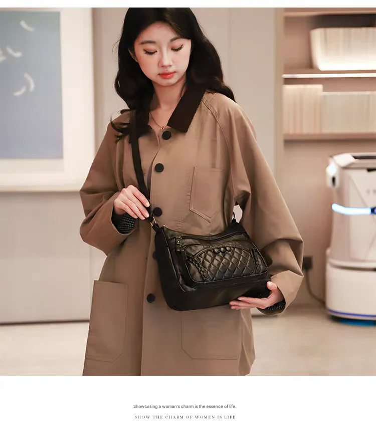 Soft leather women's bag, new style, fashionable and versatile bag, large capacity, trendy shoulder crossbody bag 8028 - Image 11