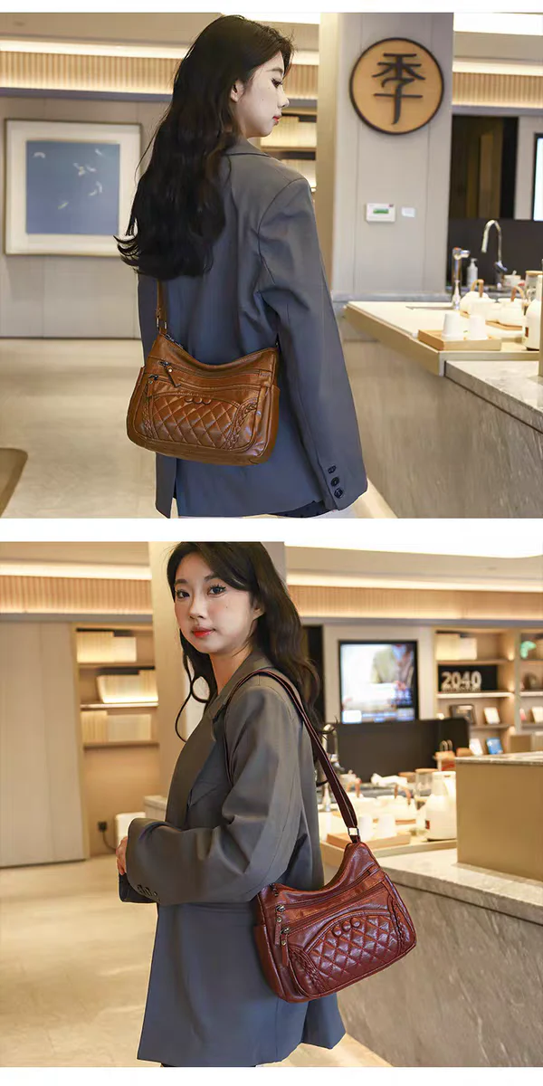 Soft leather women's bag, new style, fashionable and versatile bag, large capacity, trendy shoulder crossbody bag 8028 - Image 12
