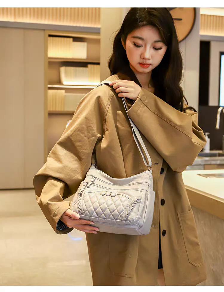 Soft leather women's bag, new style, fashionable and versatile bag, large capacity, trendy shoulder crossbody bag 8028 - Image 13