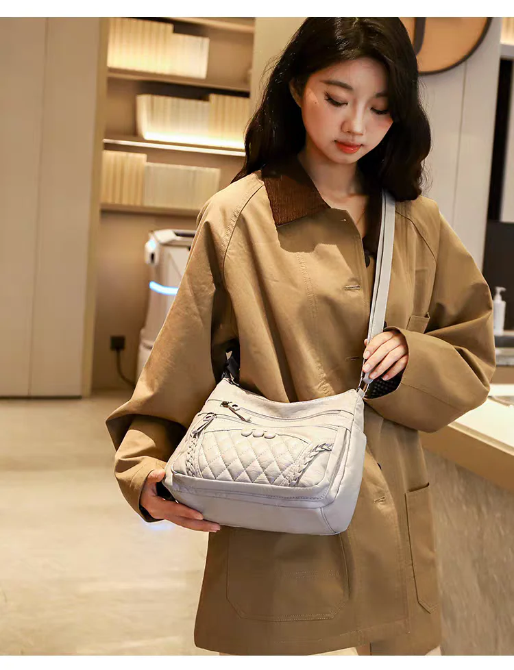 Soft leather women's bag, new style, fashionable and versatile bag, large capacity, trendy shoulder crossbody bag 8028 - Image 14