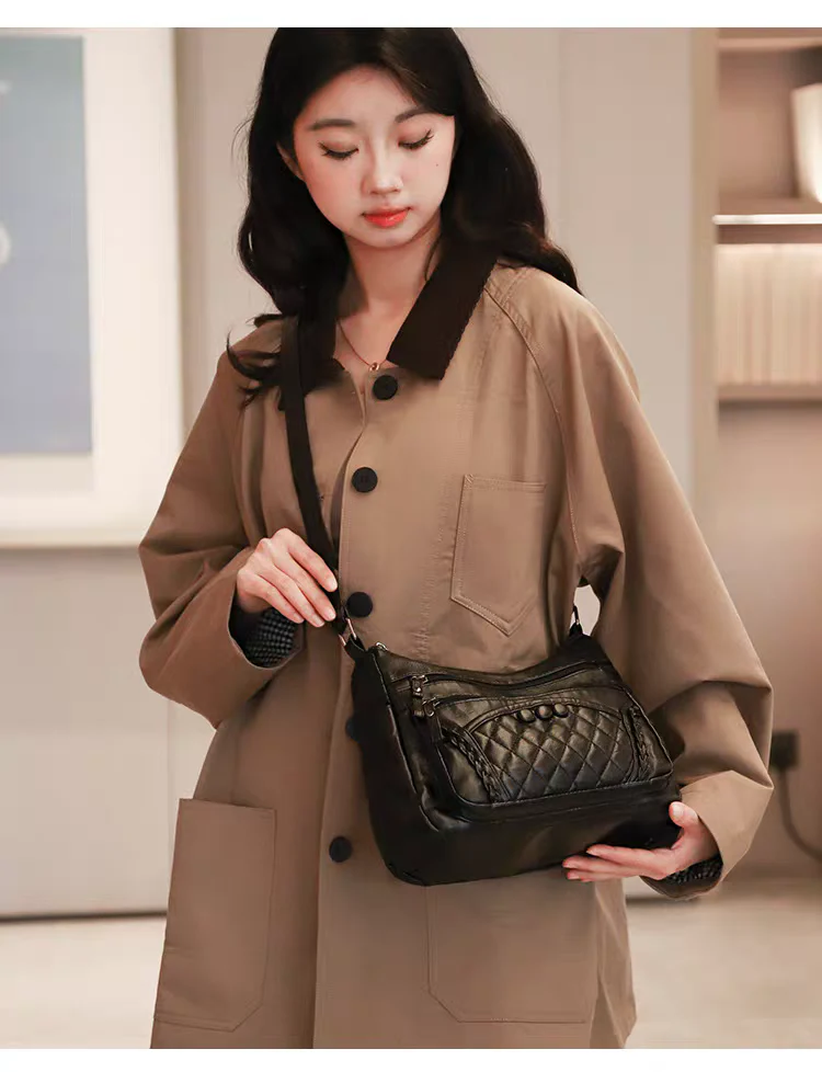 Soft leather women's bag, new style, fashionable and versatile bag, large capacity, trendy shoulder crossbody bag 8028 - Image 15
