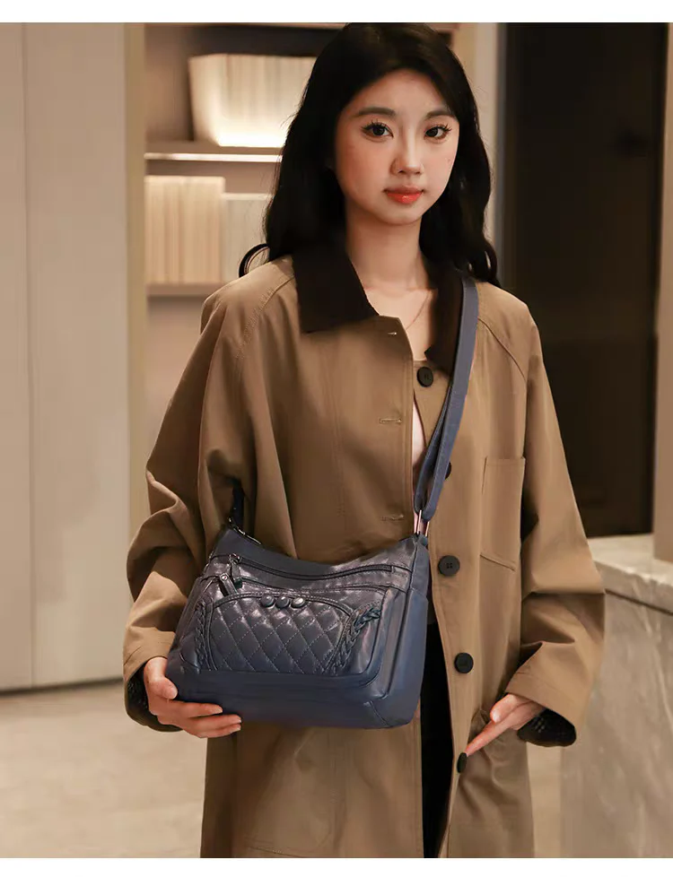 Soft leather women's bag, new style, fashionable and versatile bag, large capacity, trendy shoulder crossbody bag 8028 - Image 16