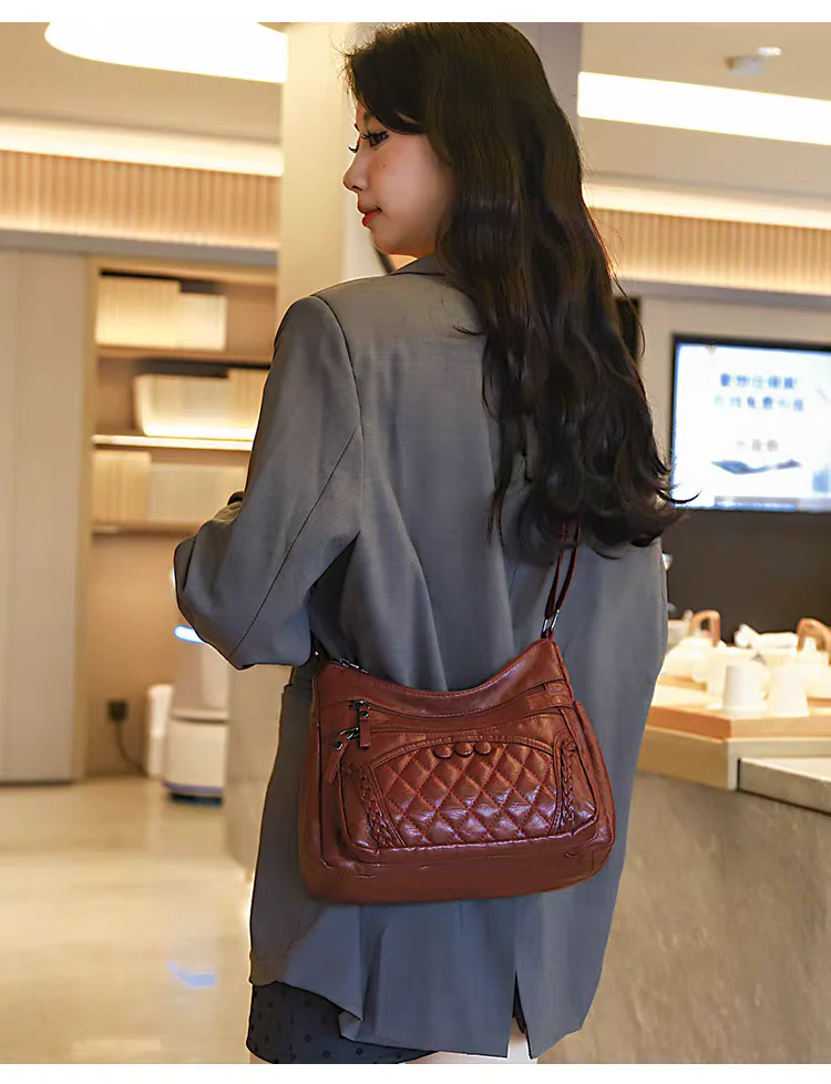Soft leather women's bag, new style, fashionable and versatile bag, large capacity, trendy shoulder crossbody bag 8028 - Image 17