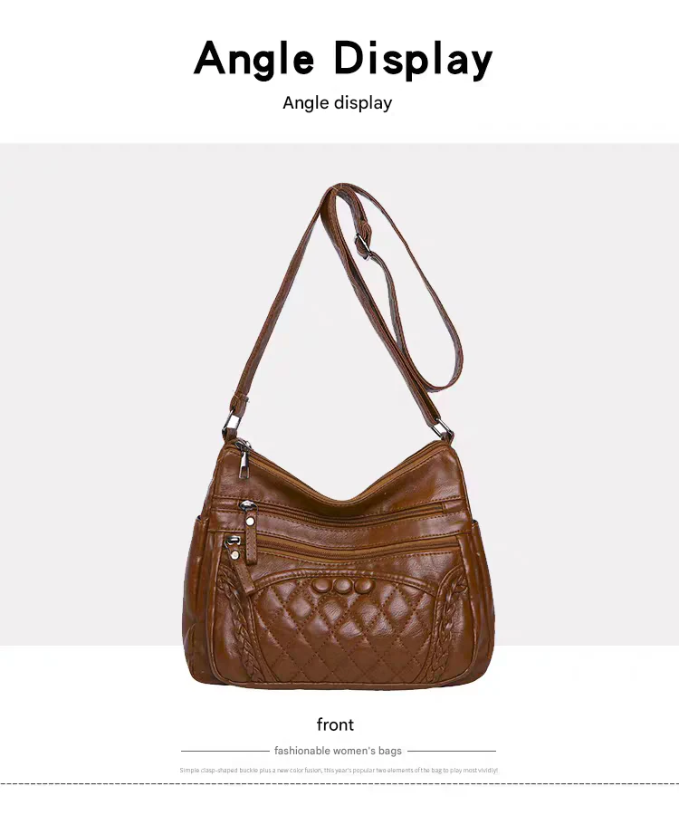 Soft leather women's bag, new style, fashionable and versatile bag, large capacity, trendy shoulder crossbody bag 8028 - Image 18