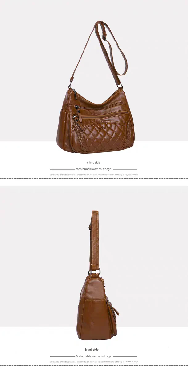 Soft leather women's bag, new style, fashionable and versatile bag, large capacity, trendy shoulder crossbody bag 8028 - Image 19