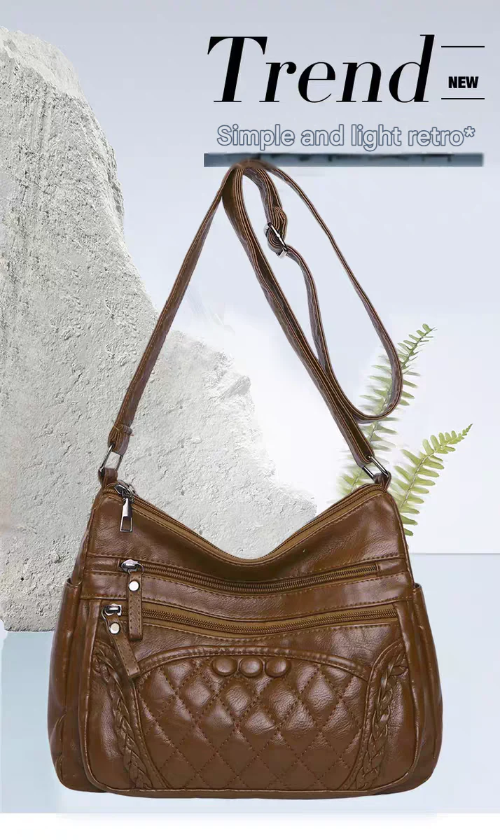 Soft leather women's bag, new style, fashionable and versatile bag, large capacity, trendy shoulder crossbody bag 8028 - Image 2