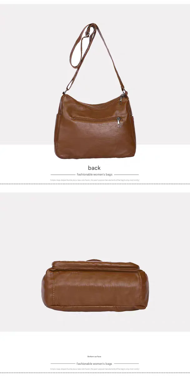 Soft leather women's bag, new style, fashionable and versatile bag, large capacity, trendy shoulder crossbody bag 8028 - Image 20