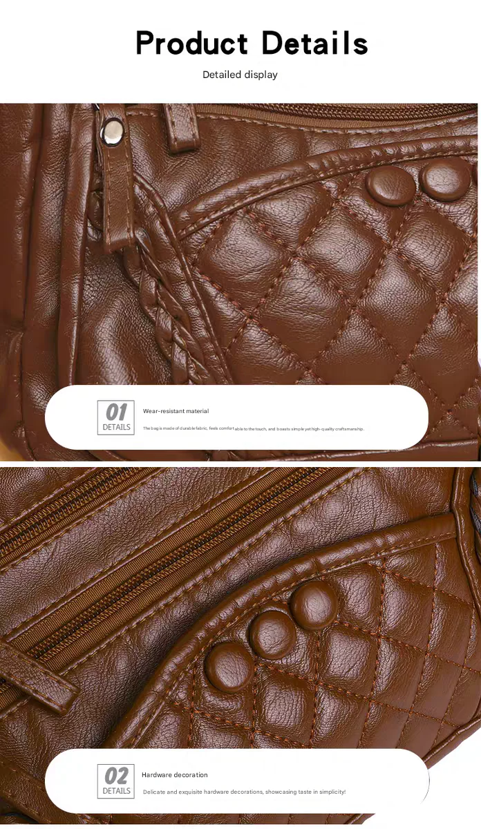 Soft leather women's bag, new style, fashionable and versatile bag, large capacity, trendy shoulder crossbody bag 8028 - Image 25