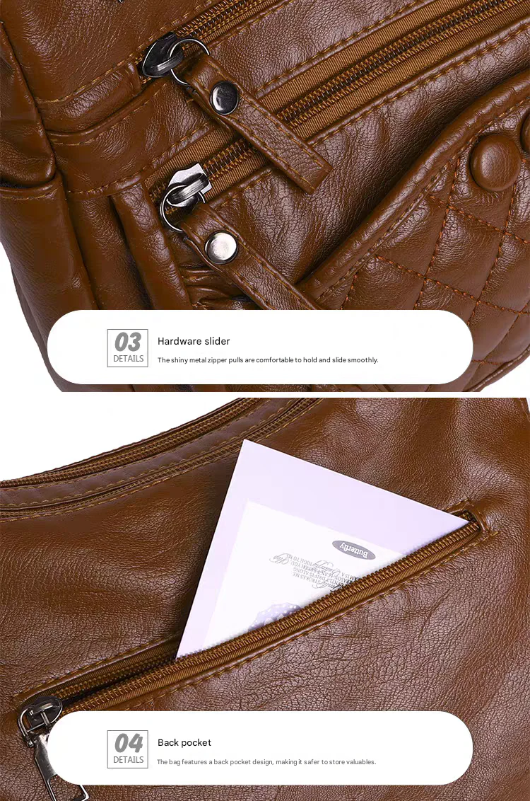 Soft leather women's bag, new style, fashionable and versatile bag, large capacity, trendy shoulder crossbody bag 8028 - Image 26