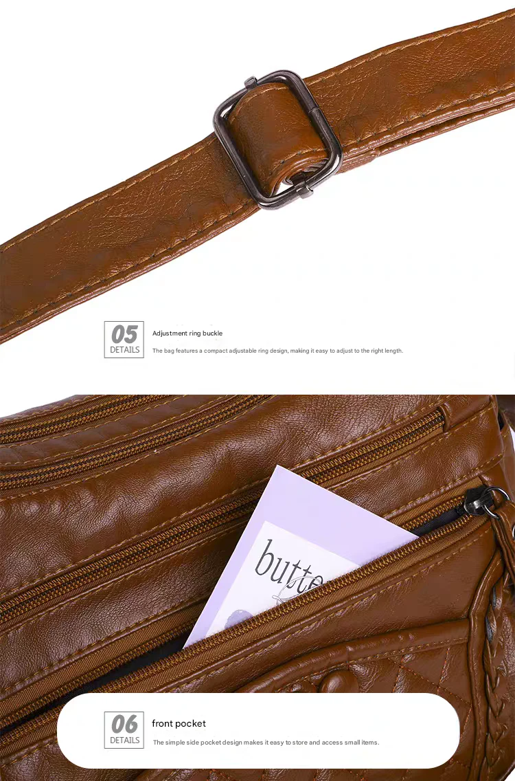 Soft leather women's bag, new style, fashionable and versatile bag, large capacity, trendy shoulder crossbody bag 8028 - Image 27